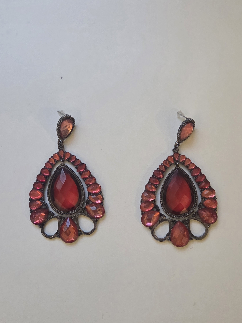 Red Teardrop Crystal Dangle Earrings